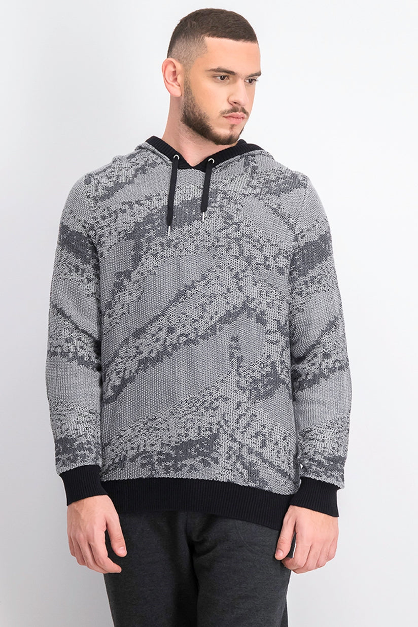 INC International Concepts Men's Jax Hooded Knit Sweater Gray Size Large