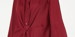 Alfani Women's Petite Twist-Front Button-Up Top Dark Red Size Medium