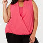 Alfani Women's Plus Size Surplice Top Pansy Pink Size 2 Extra Large
