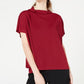 Alfani Women's Petite Cowl Mock-Neck Top, Red Size Extra Large