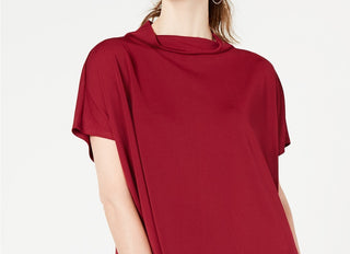 Alfani Women's Petite Cowl Mock-Neck Top, Red Size Extra Large