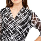 Alfani Women's Petite 3/4-Sleeve Printed Tunic Black Size Petite Large