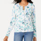 Charter Club Women's Floral-Print Cardigan  Blue Size Extra Large