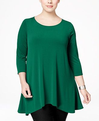 Alfani Women's High-Low Tunic Green Size Medium