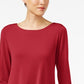 Alfani Women's Petite Solid Swing Top  Red Size Medium
