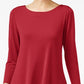 Alfani Women's Petite Solid Swing Top  Red Size Medium