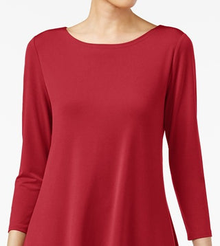 Alfani Women's Petite Solid Swing Top  Red Size Medium