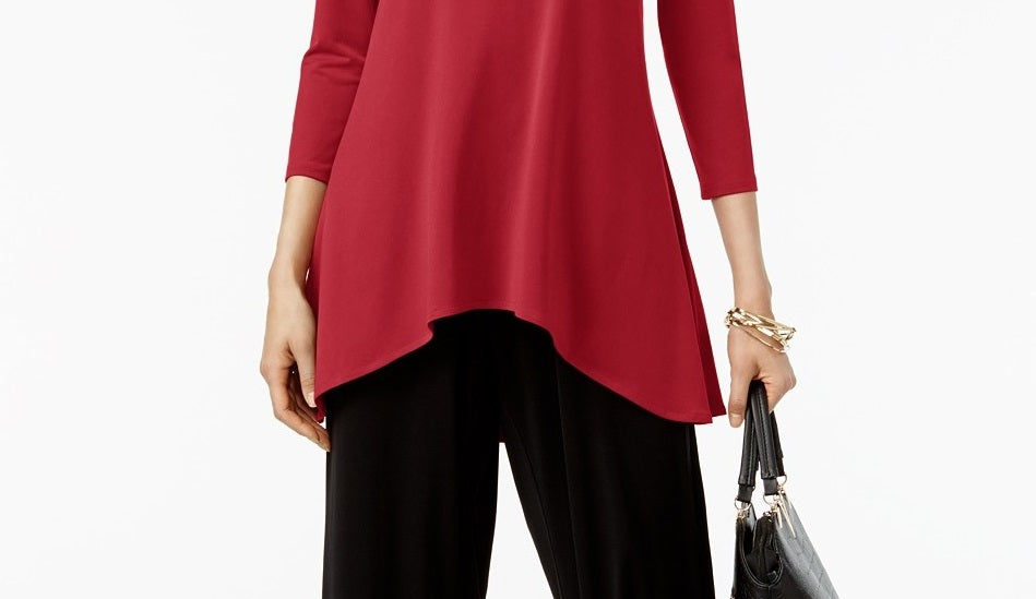 Alfani Women's Petite Solid Swing Top Medium Red Size Extra Large