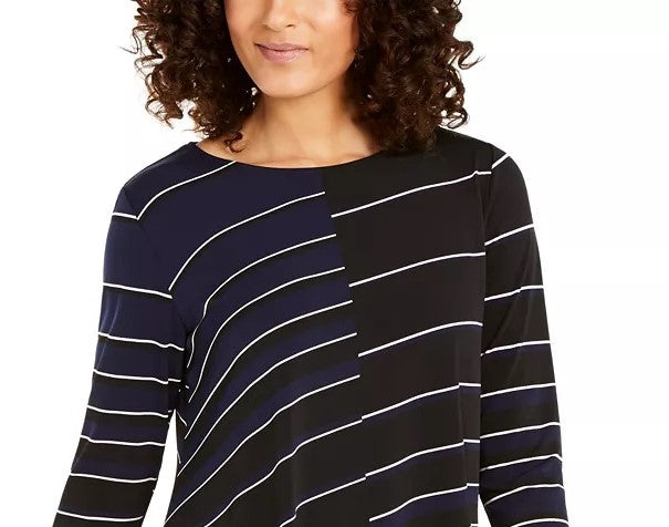 Alfani Women's Printed High Low Tunic Navy Size XX Large