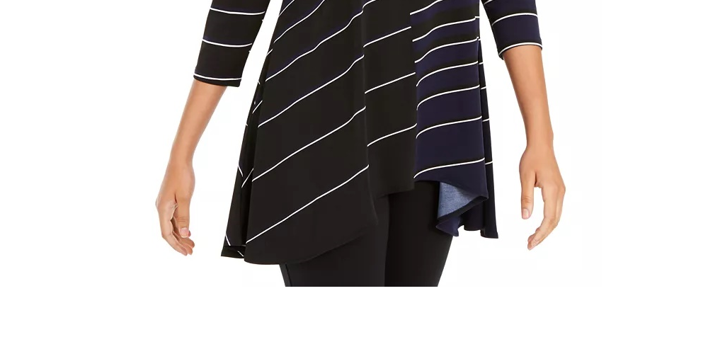 Alfani Women's Printed High Low Tunic Navy Size XX Large