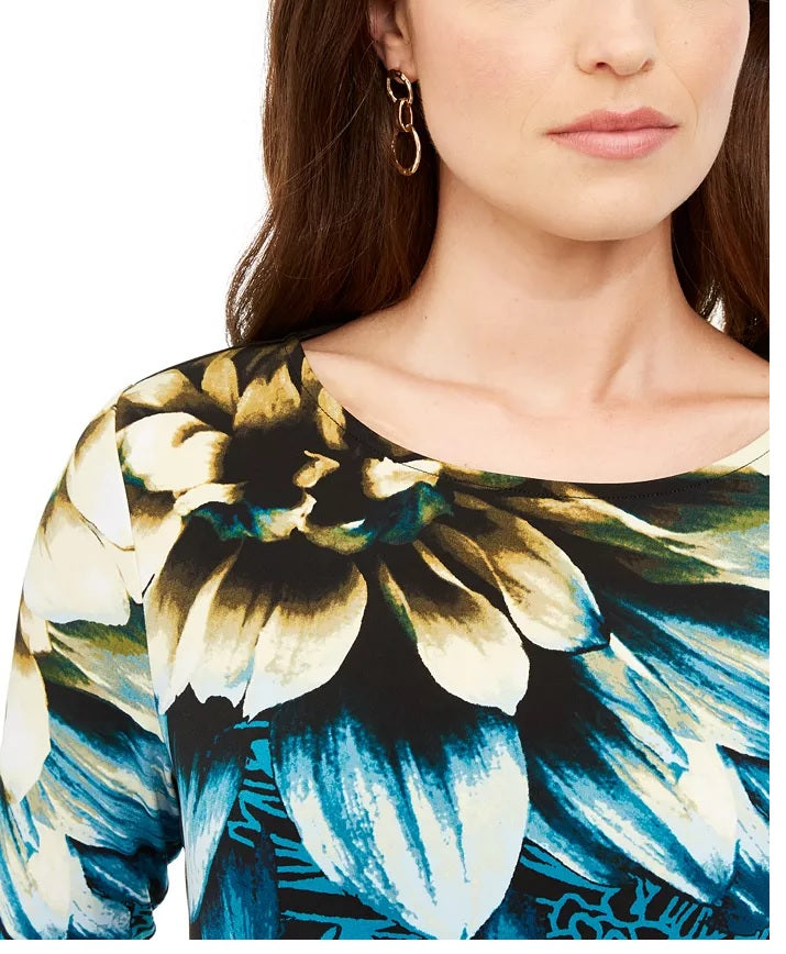 Alfani Women's Layered Crossover-Hem Tunic Top Black Size Medium