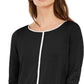 Alfani Women's Side Slits Striped Dressy Tunic Top Black Size Small