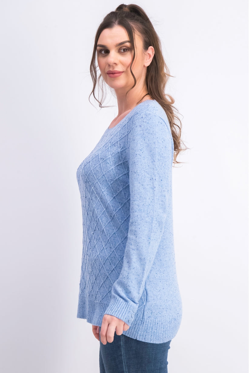 Karen Scott Women's Diamond Cable-Knit Sweater Blue Size Medium