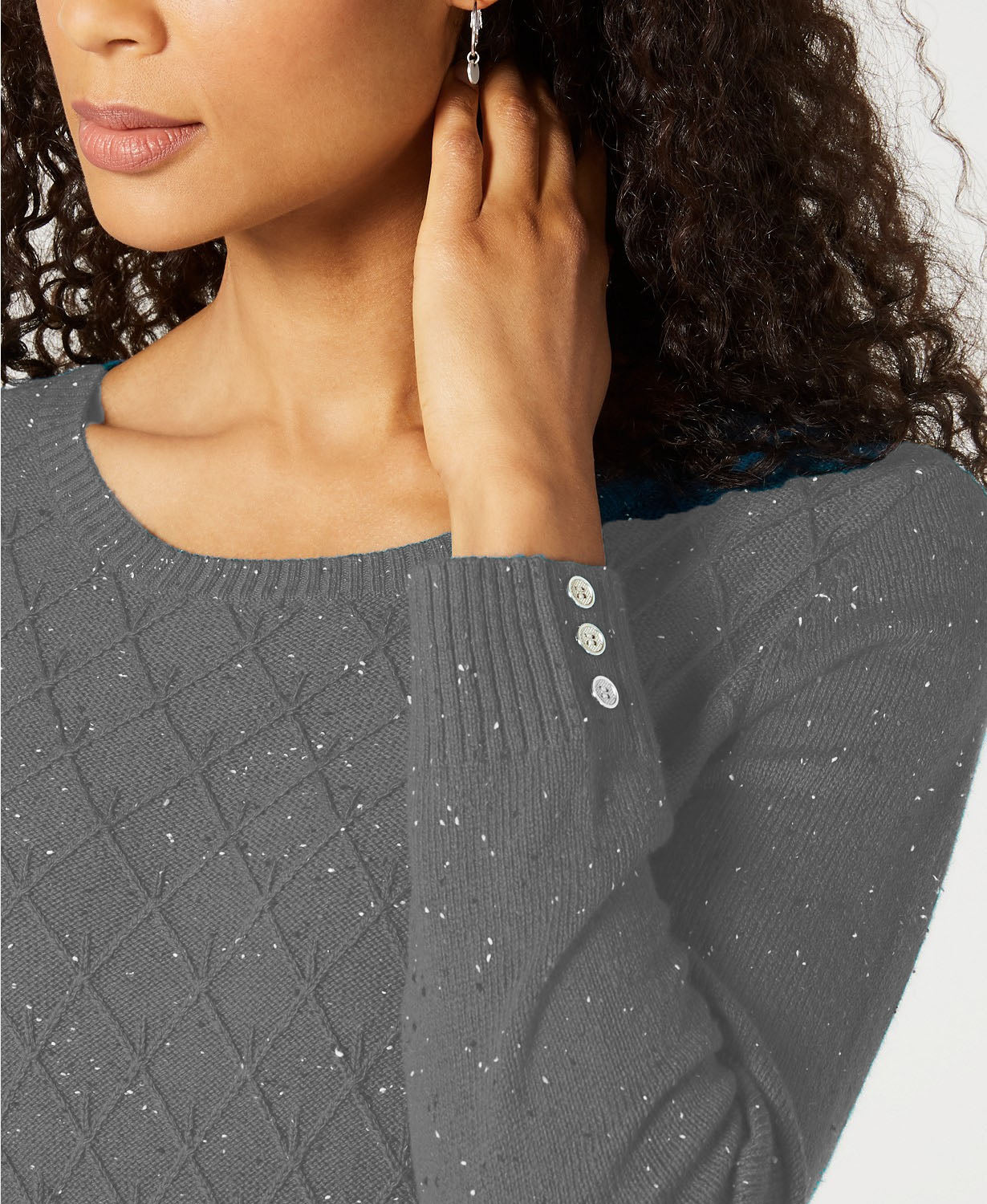 Karen Scott Women's Diamond Cable-Knit Sweater Gray Size Extra Large