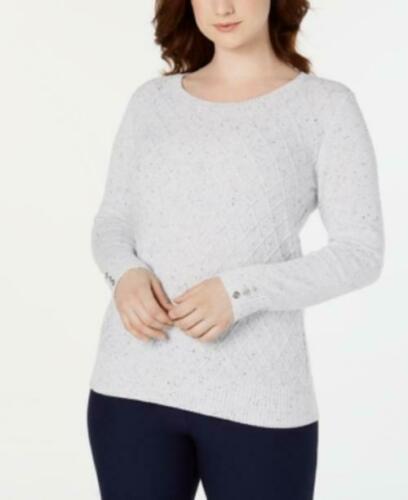 Karen Scott Women's Diamond Cable-Knit Sweater White Size Large