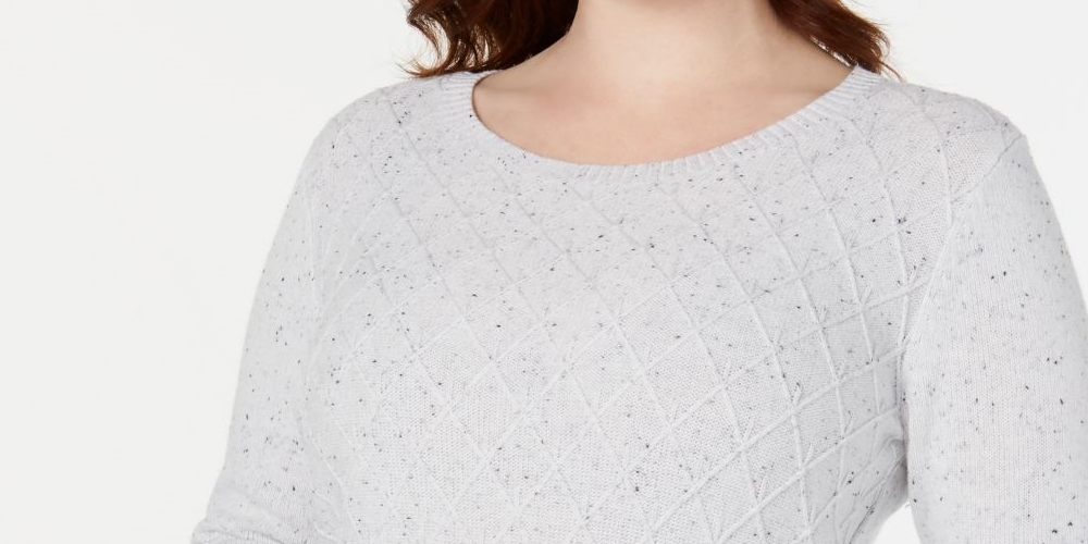 Karen Scott Women's Diamond Cable-Knit Sweater White Size Extra Large