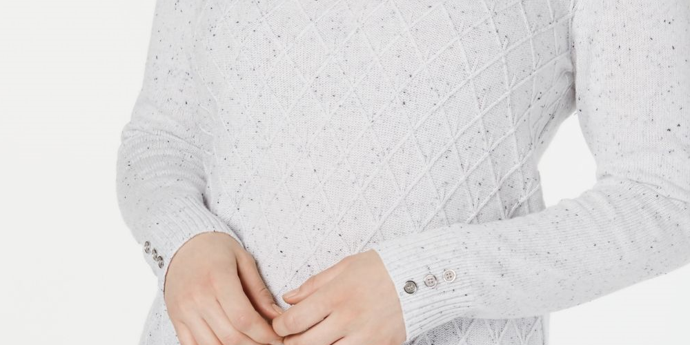 Karen Scott Women's Diamond Cable-Knit Sweater White Size Extra Large