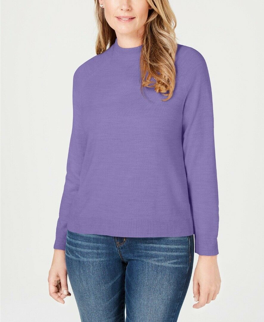 Karen Scott Women's Zip-Back Mock-Neck Sweater Blue Size Large