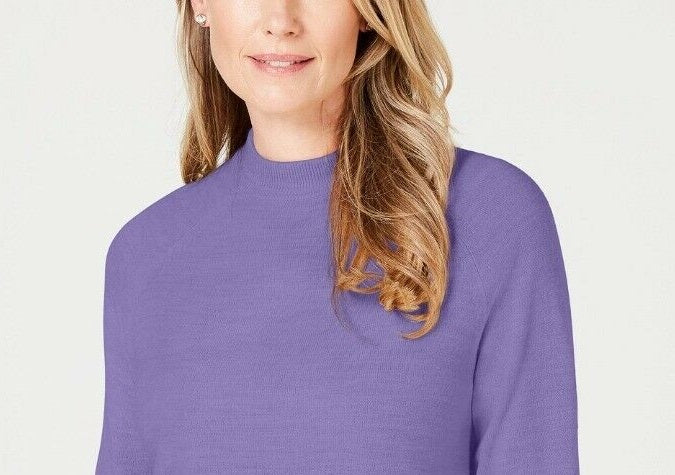 Karen Scott Women's Zip-Back Mock-Neck Sweater Blue Size Large