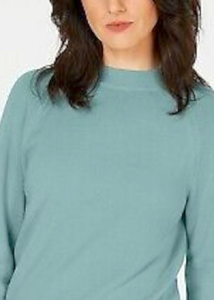 Karen Scott Women's Zip Back Mock Neck Sweater Aquifer Size Medium