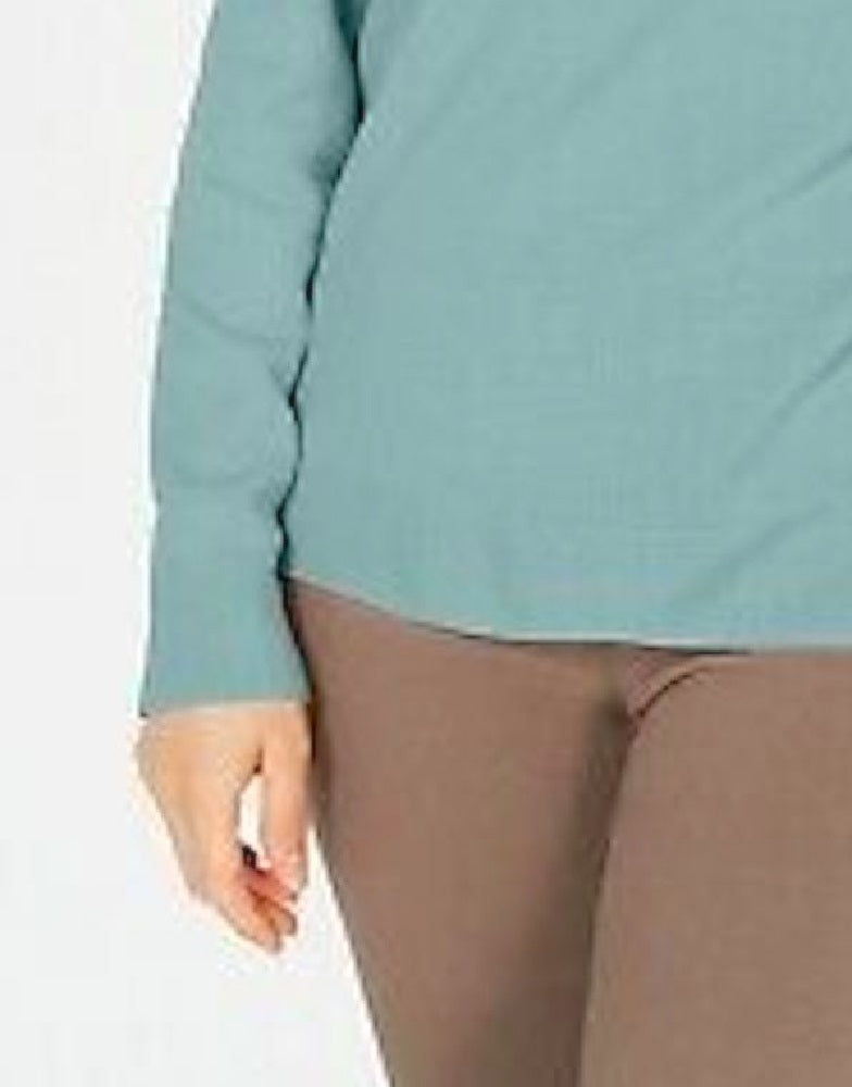 Karen Scott Women's Zip Back Mock Neck Sweater Aquifer Size Medium