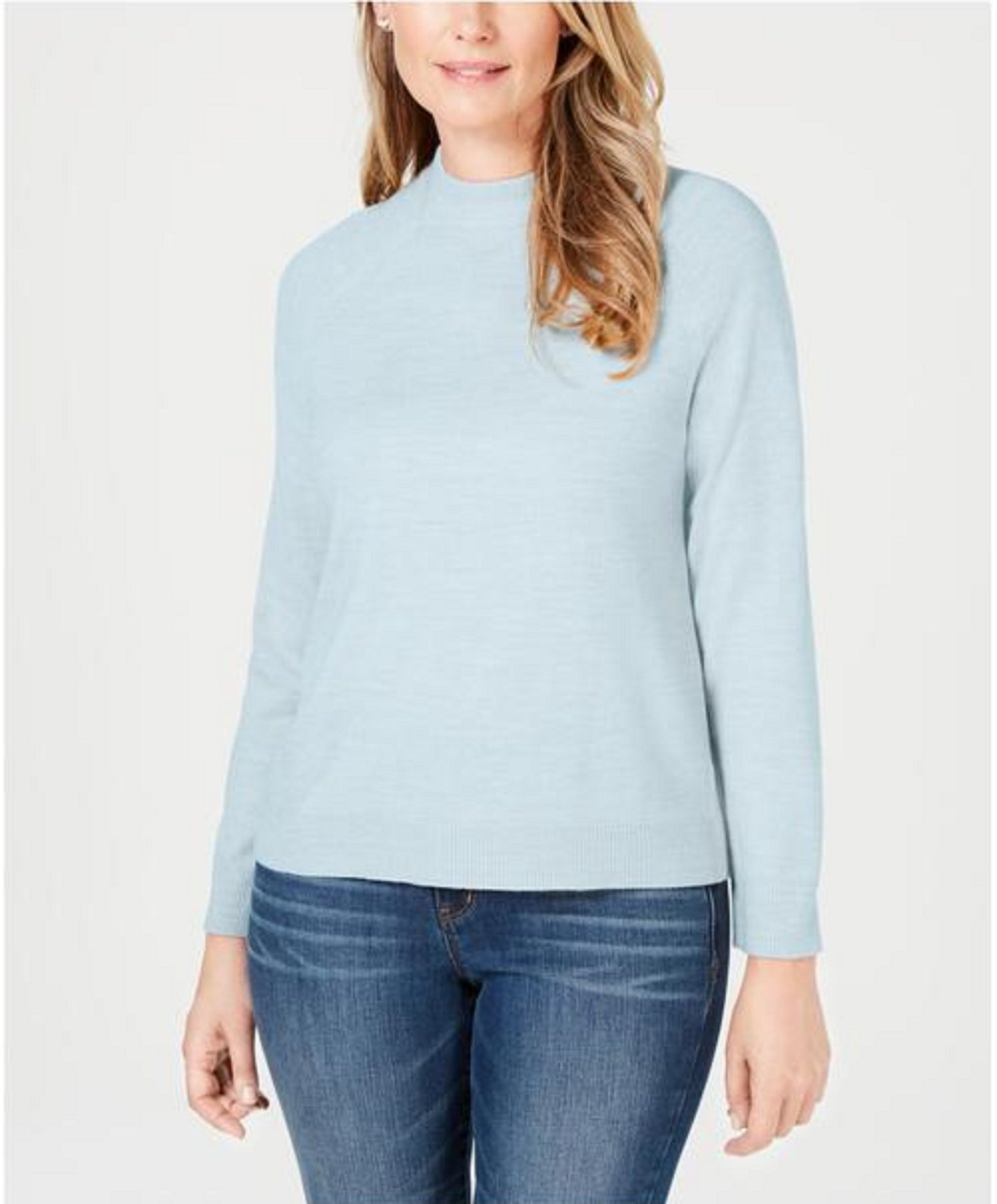 Karen Scott Women's Zip-Back Mock-Neck Sweater Blue Size Extra Large