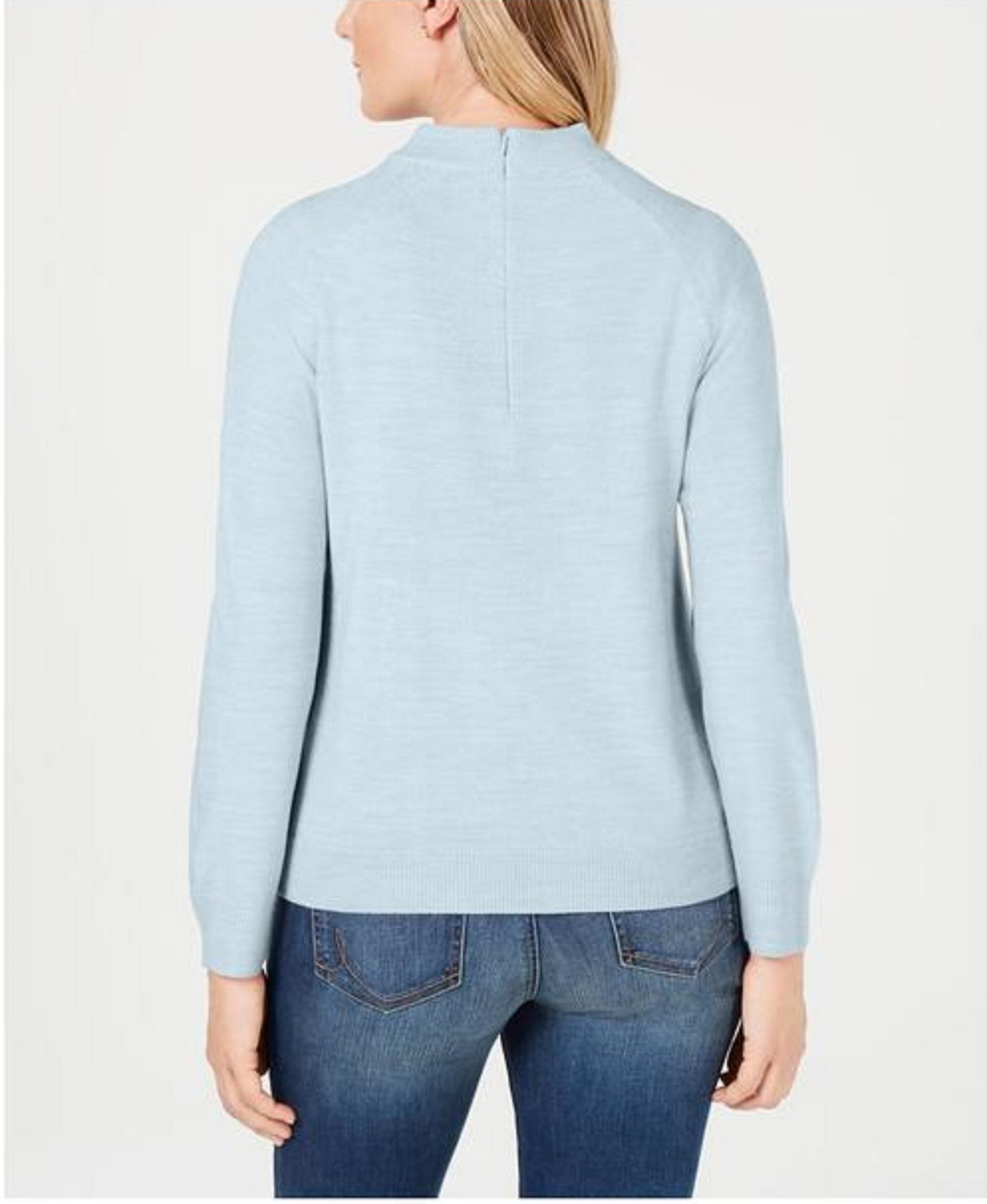 Karen Scott Women's Zip-Back Mock-Neck Sweater Blue Size Extra Large