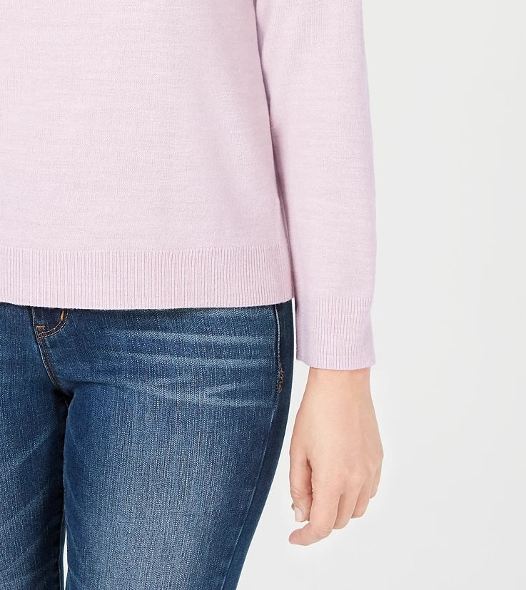 Karen Scott Women's Zip-Back Mock-Neck Sweater Pink Size X-Large