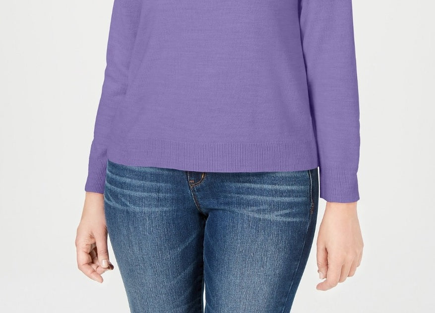 Karen Scott Women's Zip-Back Mock-Neck Sweater Purple Size X-Large