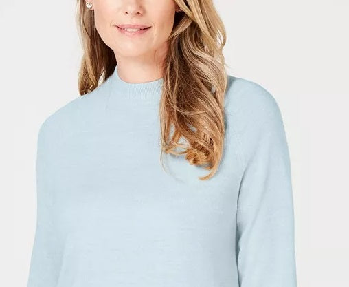 Karen Scott Women's Mock-Neck Sweater Blue Size Petite Small