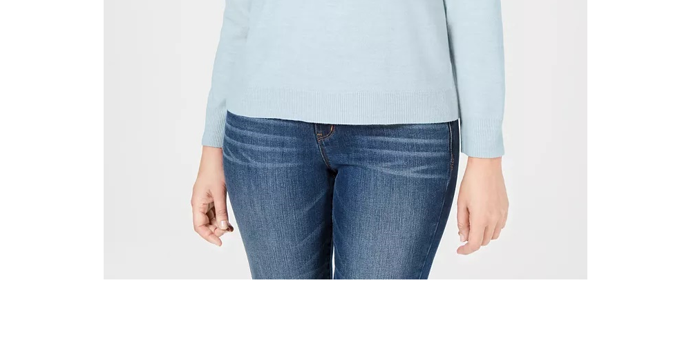 Karen Scott Women's Mock-Neck Sweater Blue Size Petite Small