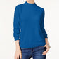 Karen Scott Women's Petite Luxsoft Zip-Back Sweater Blue Size Medium
