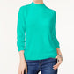 Karen Scott Women's Petite Luxsoft Zip-Back Sweater Aqua Size Small