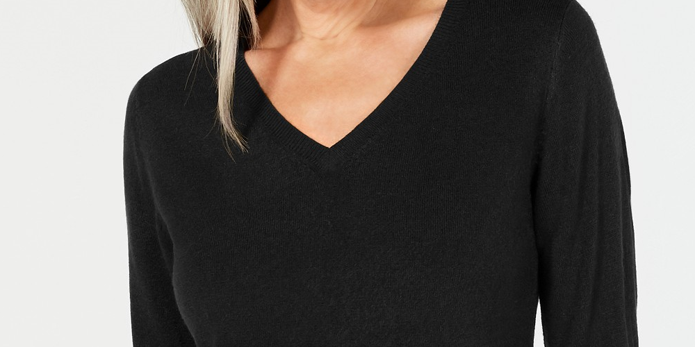 Karen Scott Women's V-Neck Sweater Black Size Small