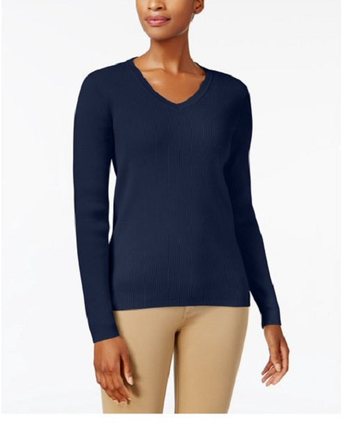 Karen Scott Women's V-Neck Sweater Navy Size XX-Large