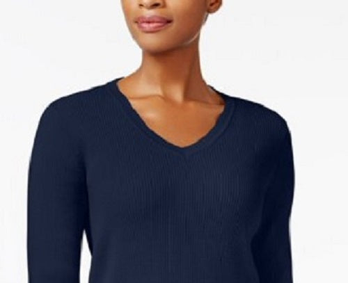 Karen Scott Women's V-Neck Sweater Navy Size XX-Large