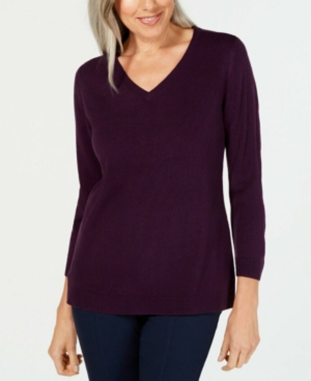 Karen Scott Women's V-Neck Sweater Med Purple Size Small