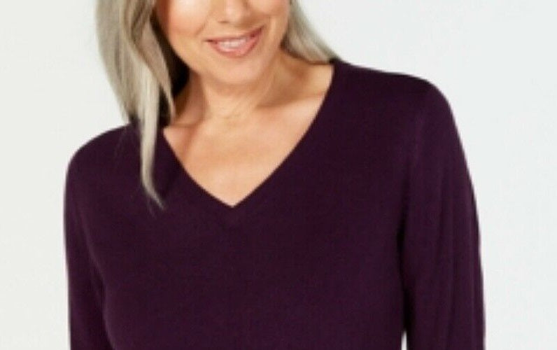 Karen Scott Women's V-Neck Sweater Med Purple Size Small