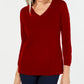 Karen Scott Women's V-Neck Sweater Red Size Medium