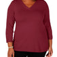 Karen Scott Women's V-Neck Sweater Red Size Small