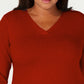 Karen Scott Women's Plus Size V-Neck Luxsoft Sweater Red Size 2X