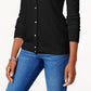 Karen Scott Women's Petite Luxsoft Button Cardigan Black Size Petite