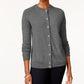 Karen Scott Women's Petite Luxsoft Button Cardigan Charcoal Size Petite