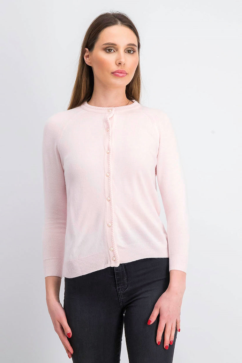 Karen Scott Women's Petite Luxsoft Button Cardigan Pink Size Petite Small