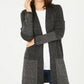 Karen Scott Women's Open-Front Contrast-Trim Cardigan Black Size Small