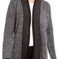 Karen Scott Women's Contrast Trim Open Front Cardigan Black Size X-Large