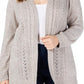 Karen Scott Women's Plus Size Pointelle Open-Front Cardigan Gull Marl Size 3X