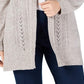 Karen Scott Women's Plus Size Pointelle Open-Front Cardigan Gull Marl Size 3X