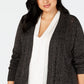 Karen Scott Women's Plus Size Pointelle Open-Front Cardigan Black Size 2X