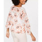 Alfani Women's Printed Bubble Hem Top Orange Size Petite Small-Medium